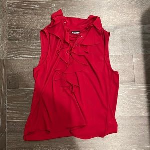 New York & Company 7th Avenue Red Sleeveless Blouse